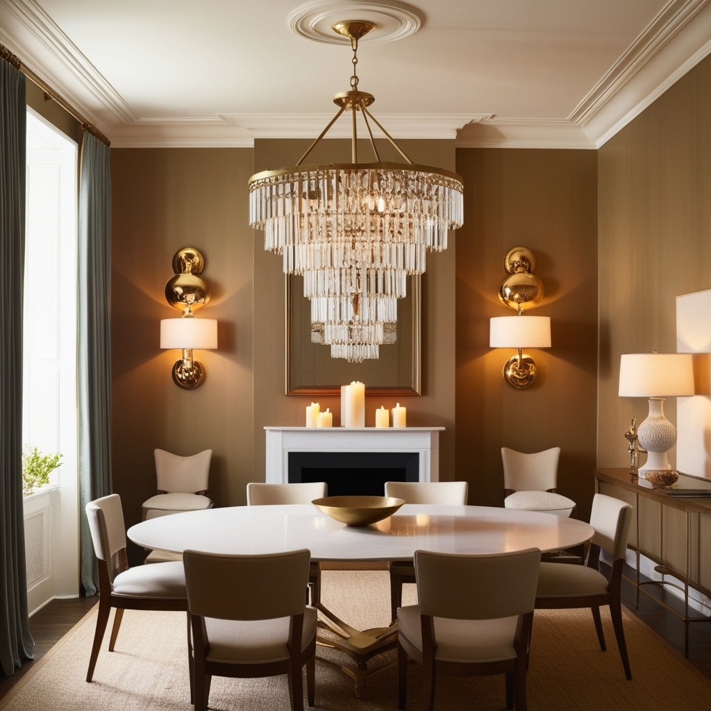 Modern interior with statement lighting and sculptural decor